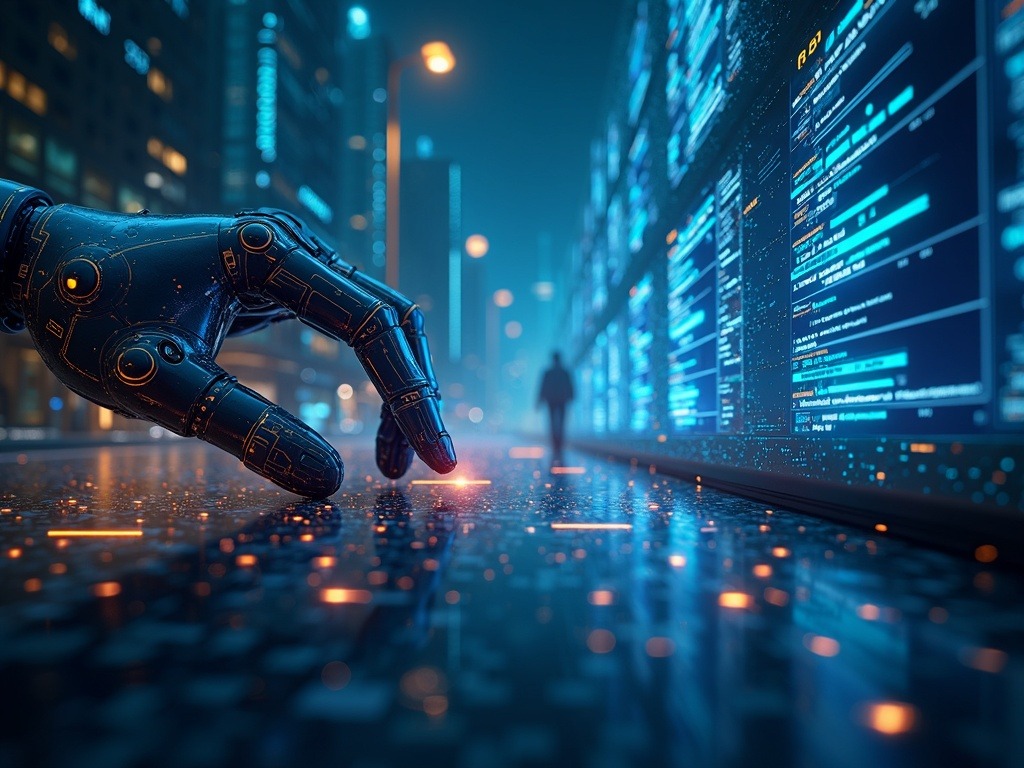 Imagen ultra realista que muestra agentes de IA en 2026 optimizando procesos corporativos con sistemas inteligentes multiagente en un entorno empresarial moderno