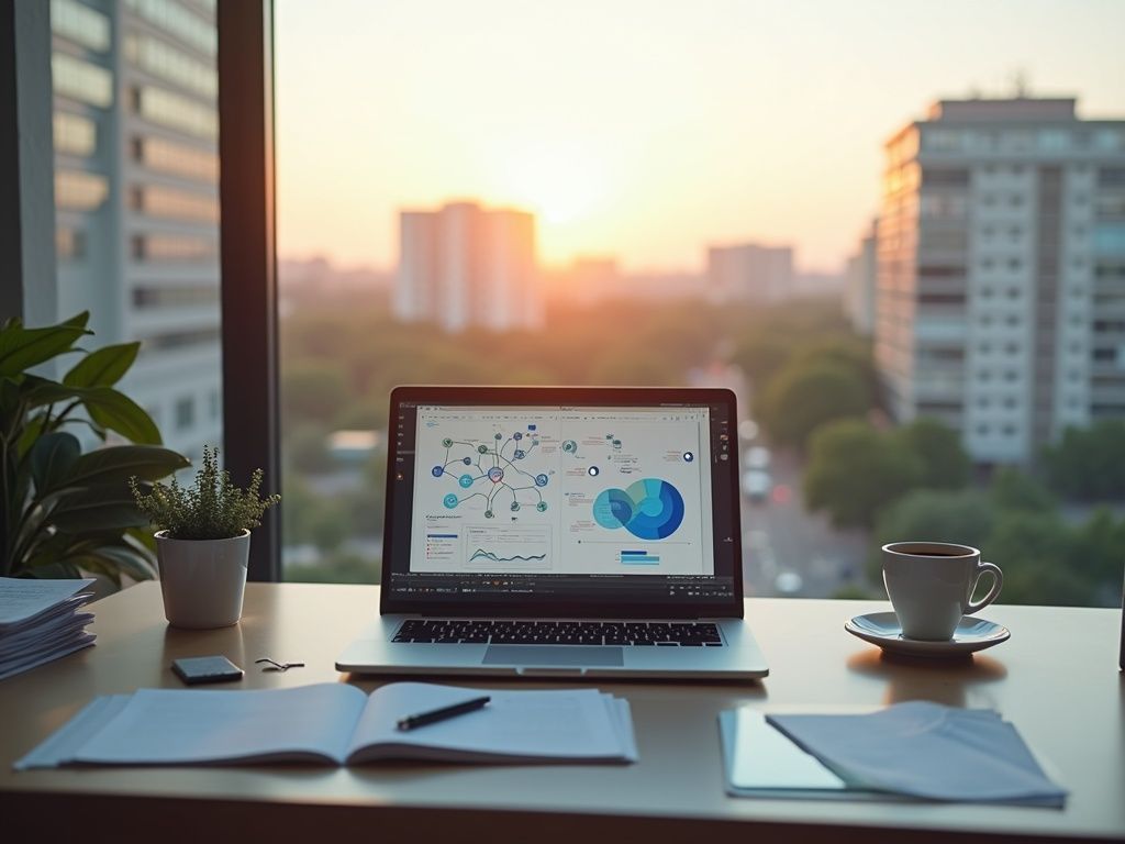 Oficina moderna de una agencia de automatización en Zaragoza, mostrando tecnología y eficiencia.