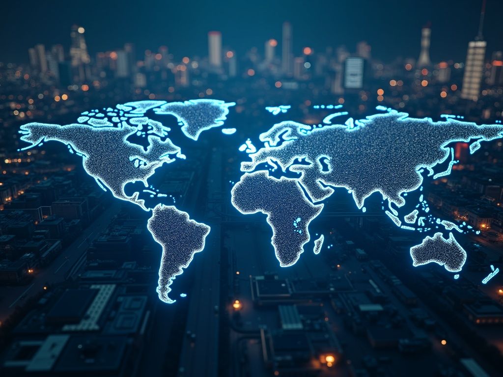 Imagen ultra realista que muestra el consumo energético e impacto hídrico de la inteligencia artificial en centros de datos y redes eléctricas
