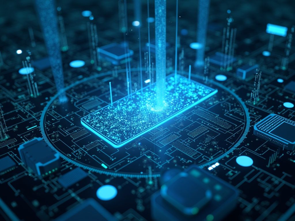 Visualización ultra realista de agentes IA en un ecosistema digital avanzando tras la Meta adquisición Manus