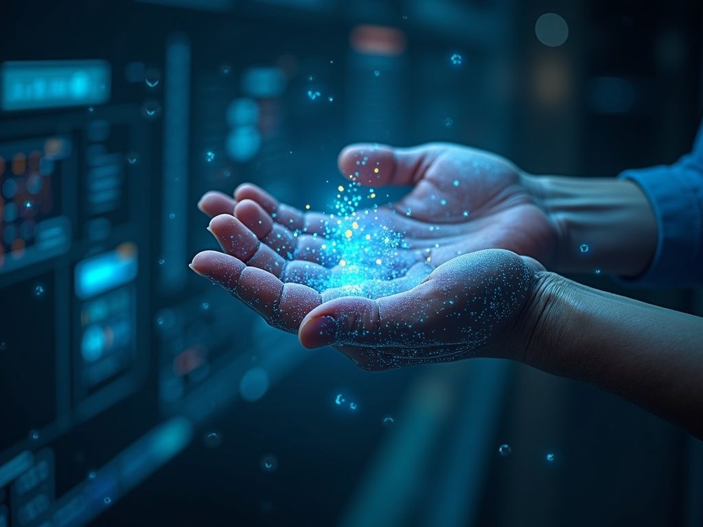 Representación ultra realista de la estrategia de mercadona inteligencia artificial aplicada en logística y recursos humanos