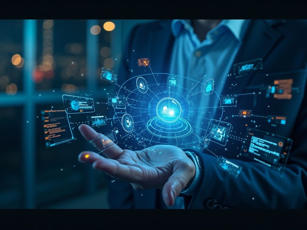 Representación ultra realista de inteligencia artificial en empleo transformando procesos de selección con algoritmos y filtros digitales.