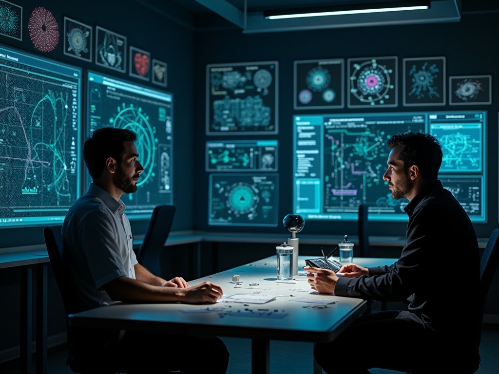 Representación ultra realista de inteligencia artificial aplicada a la física teórica resolviendo problemas complejos de amplitudes de gluones con Alfredo Guevara y Andrew Strominger