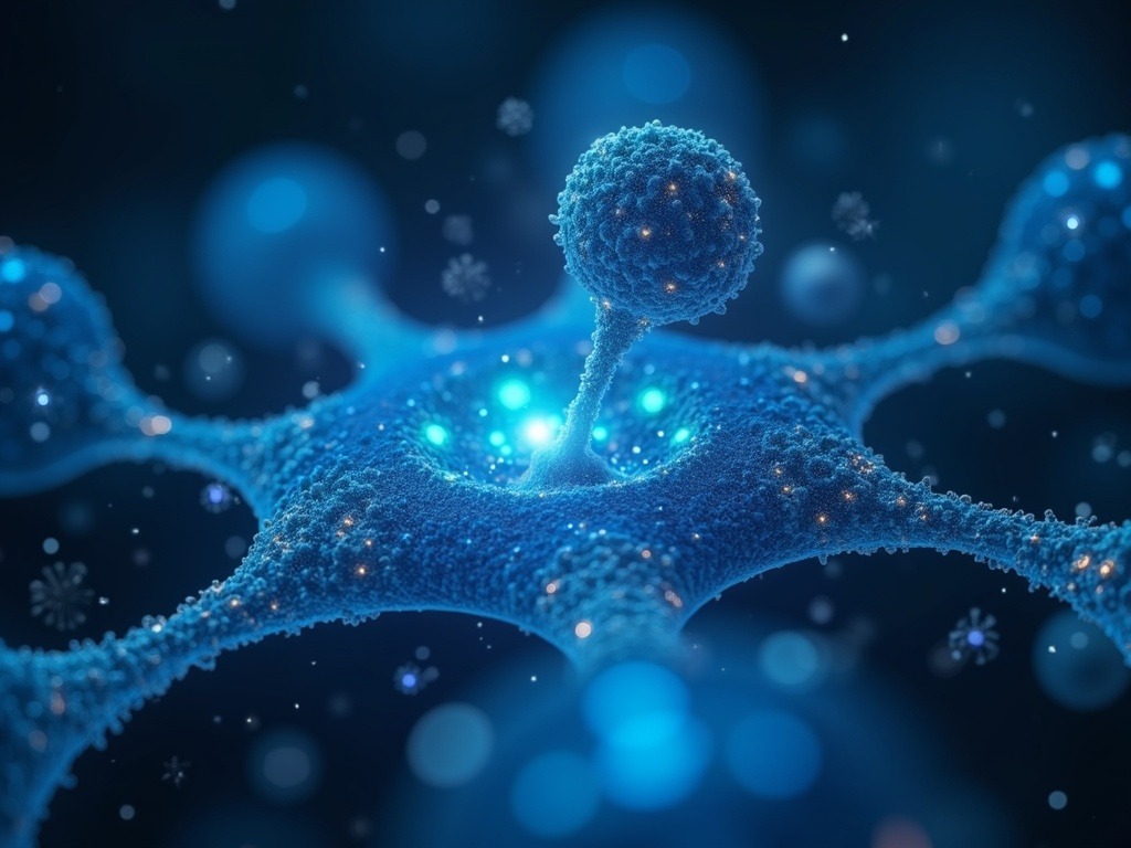 Escena macro ultra realista que muestra la colaboración entre inteligencia artificial y humanos en la industria farmacéutica, con laboratorios modernos y análisis de datos ómicos