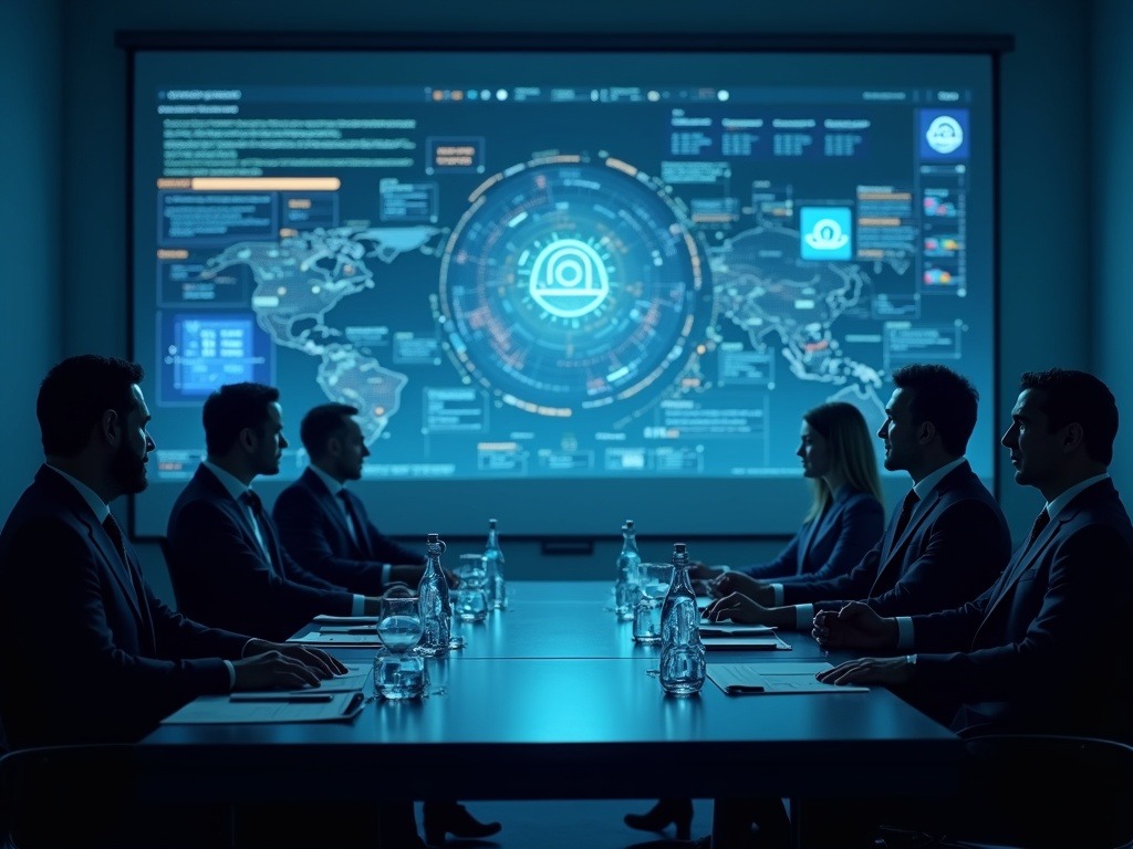 Ejecutivos analizando datos estratégicos que reflejan la madurez tecnológica de IA en empresas y su impacto en la rentabilidad