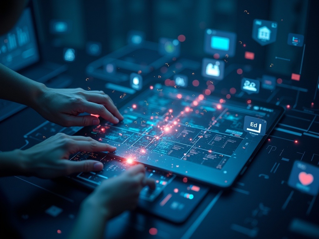 Ilustración ultra realista de la verificación de noticias en empresas mostrando procesos digitales y bases de datos oficiales