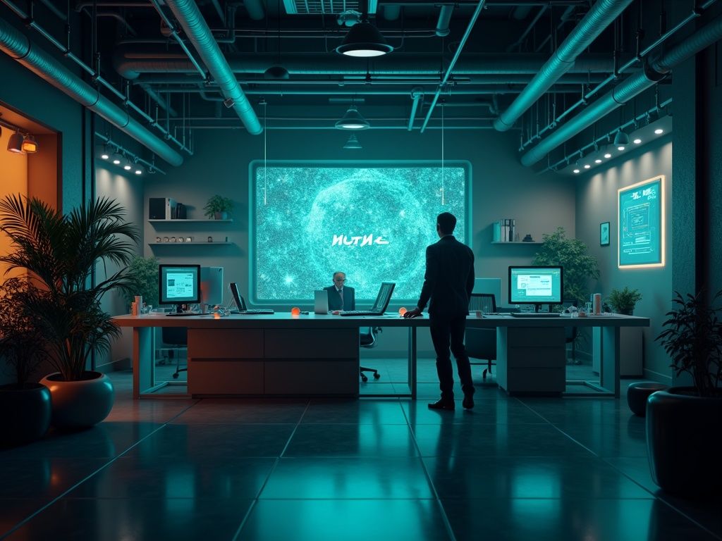 Representación ultra realista de Meta AI en imágenes mostrando Mango y Avocado en un laboratorio tecnológico avanzado