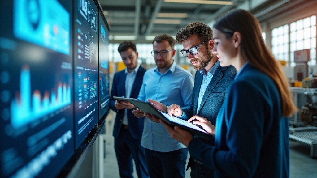 Gráfico de inteligencia artificial optimizando mantenimiento predictivo en planta industrial