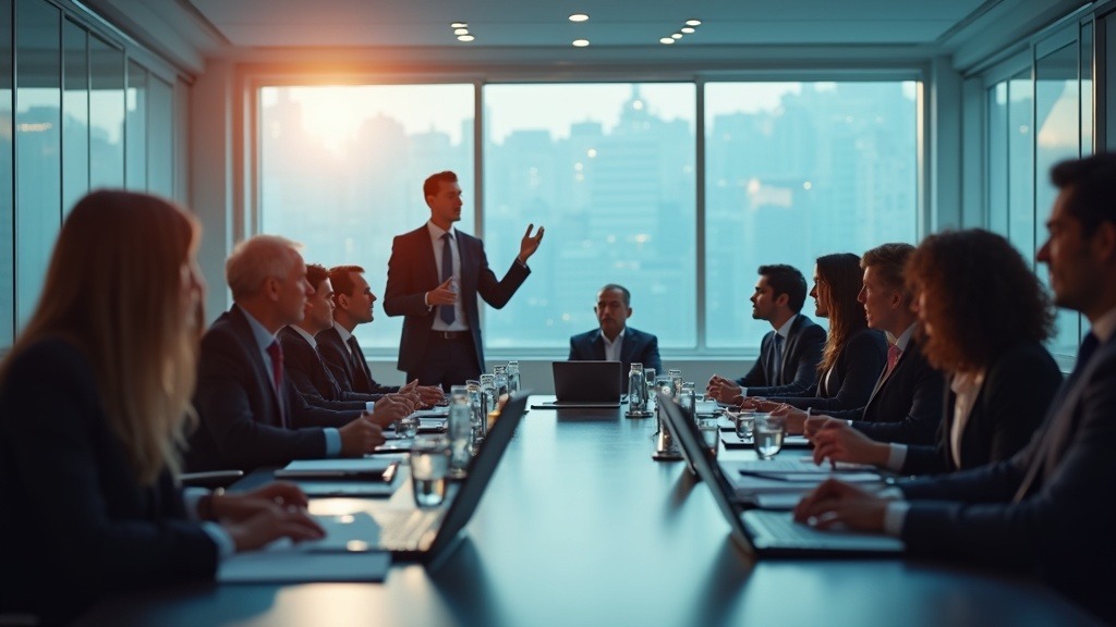 Directores discutiendo gobernanza de inteligencia artificial en empresas