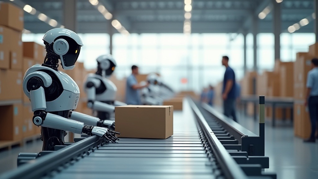 Robots con inteligencia artificial operando en almacén de Berlín